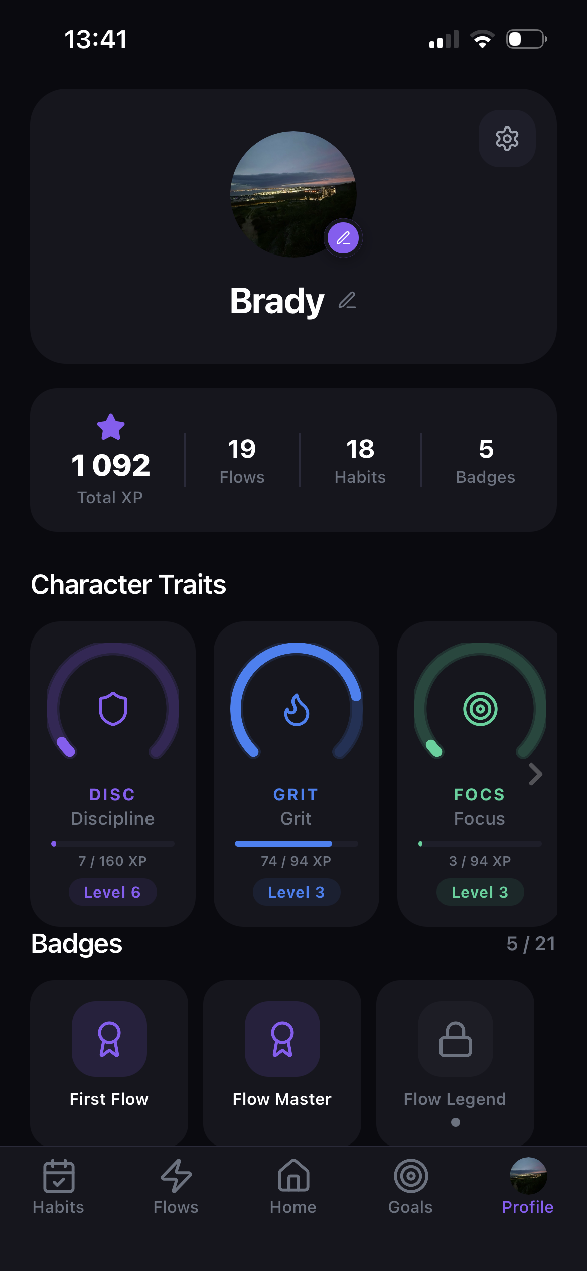 RPG Character sheet screen